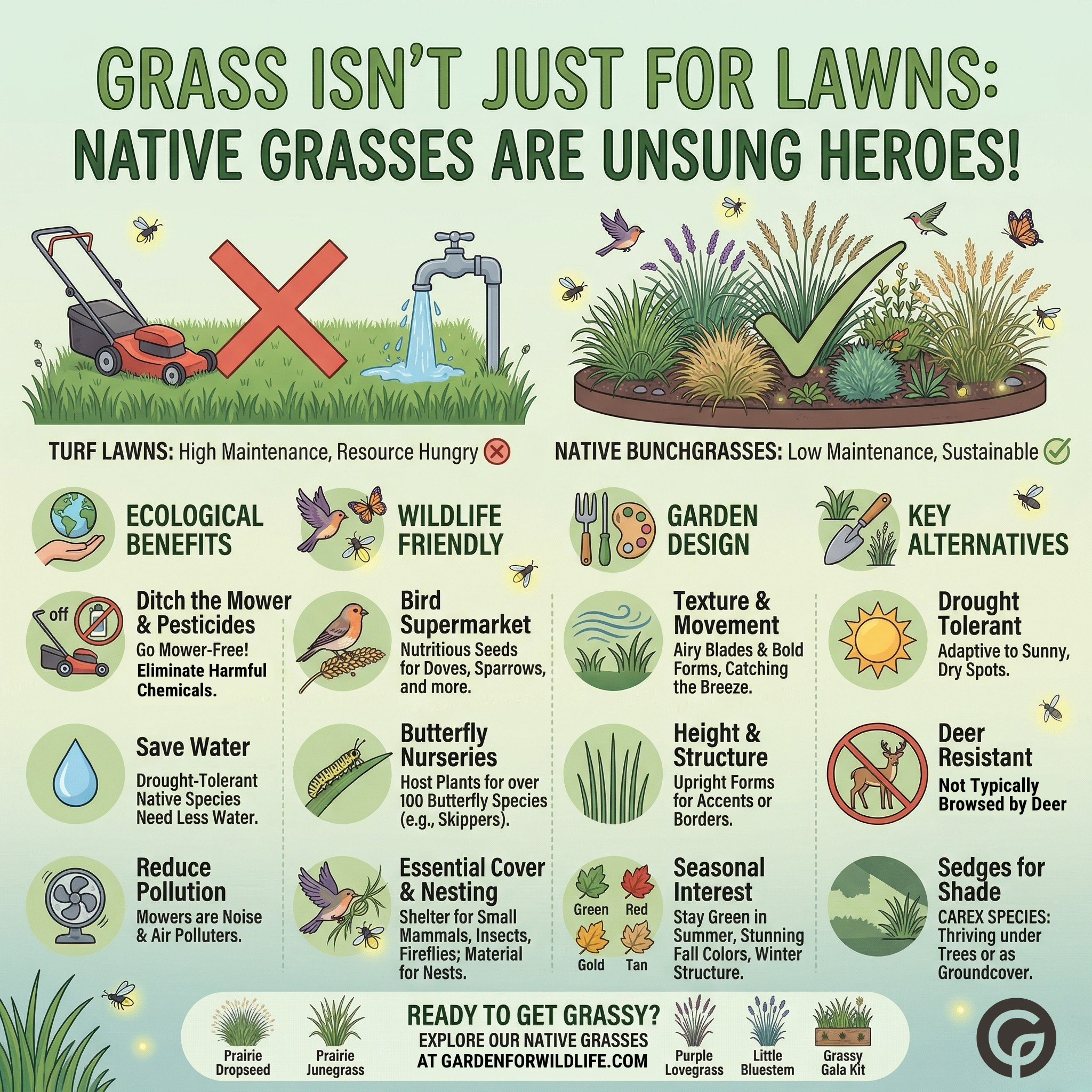 Native Grasses Infographic | Grass isn't just for lawns: native grasses are the unsung heroes